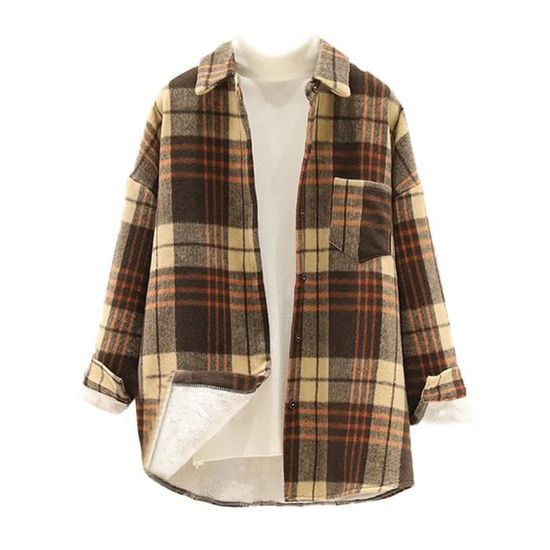Femme Veste Carreaux Manches Longues B cheron Veste