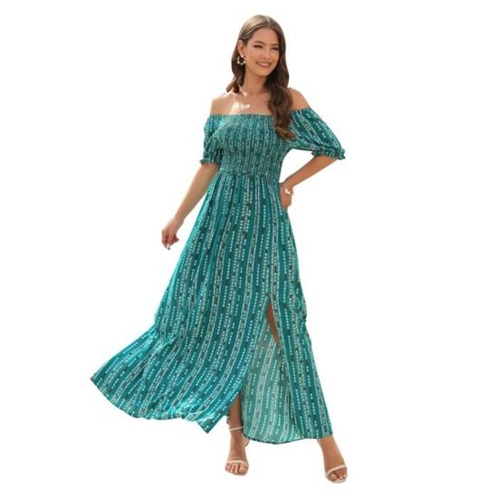 Robe été J.Crew En Coton Bleu Imprimé, épaules Dénudées - Taille XS, Occasion Très Bon état