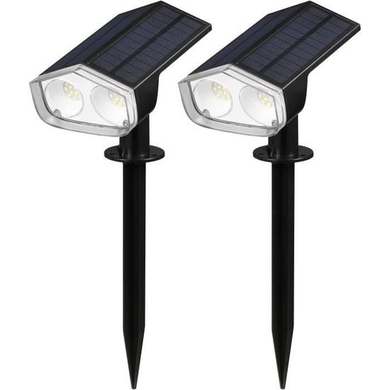 Neoglint 2 Pack Spot Solaire Extérieur, 24 LED Lampes Solaires