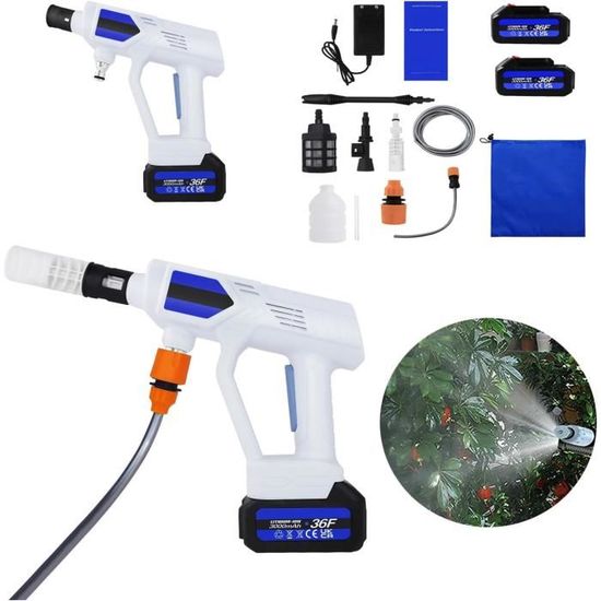 Nettoyeur Haute Pression Sans Fil 70 Bar - 2 Batteries 3.0Ah - Buse 6 En 1 - Idéal Voiture, Terrasse, Jardin