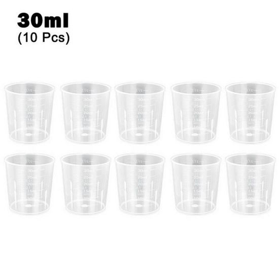 VERRE DOSEUR,10pcs 30mlGobelets doseurs en plastique sans poignée, fournitures de Bar de