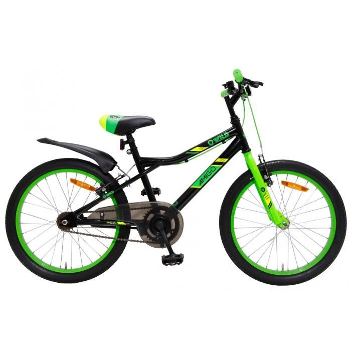 Amigo Wild - VTT pour garçons et filles - 20 pouces - convient à partir de 120 cm - Noir/Vert