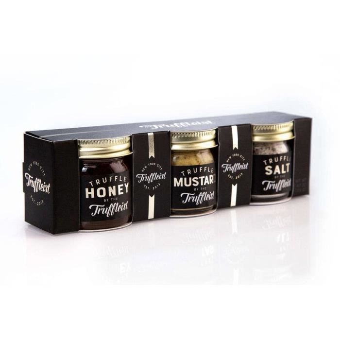 The Truffleist | Mini Trio à la truffes noires d'été, miel de fleurs sauvages, moutarde et sel de mer. 3 x 1oz (28.35g)