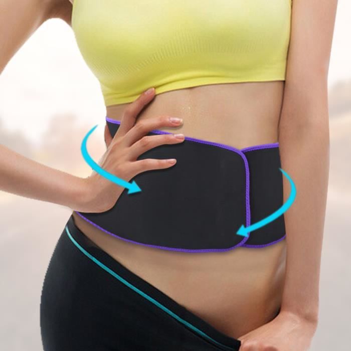 Ceinture de sport Réduire la graisse de l'abdomen Fitness Minceur Façonner Ceinture Ceinture Soutien Noir Bord Violet sans Poche-FAS