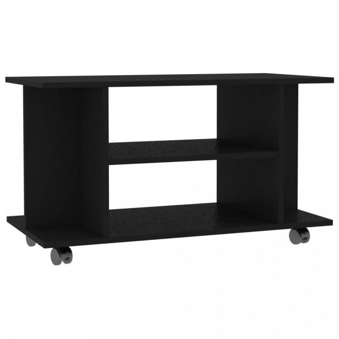 Meubles TV Meuble TV avec roulettes Noir 80 x 40 x 40 cm Agglomere