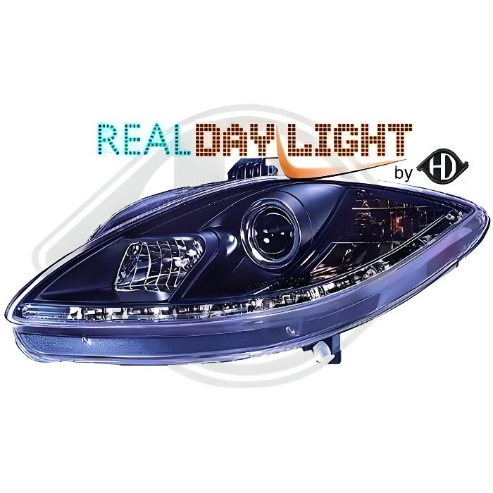 7432586 , Paire de Feux Phares Daylight DRL led noir pour SEAT Toledo - Leon - Altea 1P de 2009 a 2012