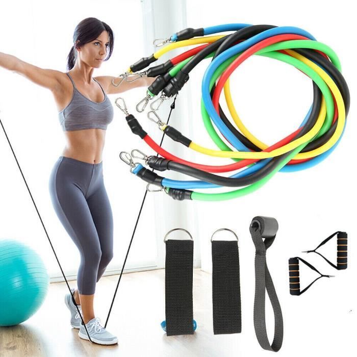 11 pièces-ensemble Fitness traction corde bandes de résistance Latex force équipement de gymnast - Modèle: as photo - HSJSTLDA04267