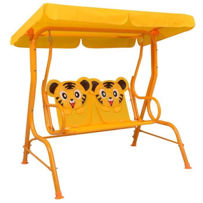Balancelle pour enfants - Meubles d’extérieur de jardin Balancelle confort Jaune 115x75x110 cm Tissu Super *509252