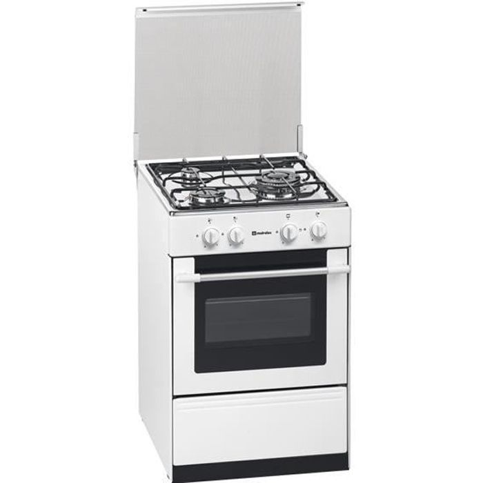 Meireles G 1530 DV W NAT, Cuisinière, Blanc, Rotatif, En haut devant, Acier inoxydable, émail