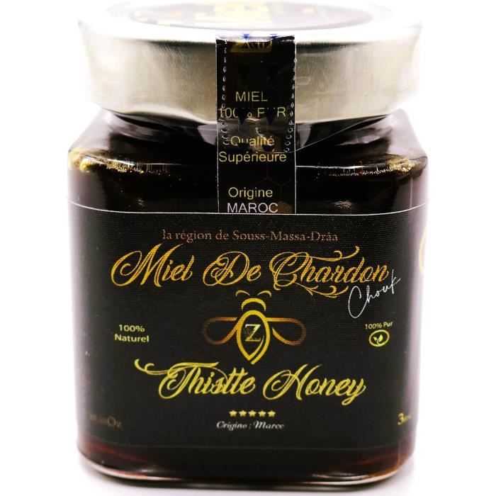 Miel de Chardon du Maroc 100% Authentique 100% Pur. 300 g +Cuillère à Miel en bois Offert.