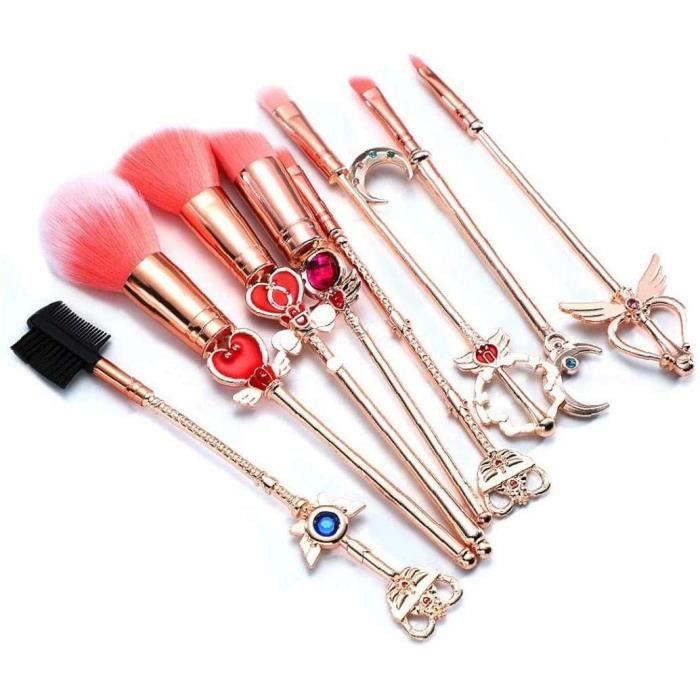 LAGE Maquillage 8PCS Pinceaux Sailor Moon Maquillage Pinceau Sakura cosmétiques Tool Set poudre liquide crème rose382
