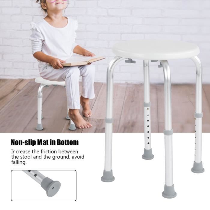 Tabouret de douche Tabouret de douche de bain rond réglable siège de sécurité en alliage d'aluminium soins pour HB046