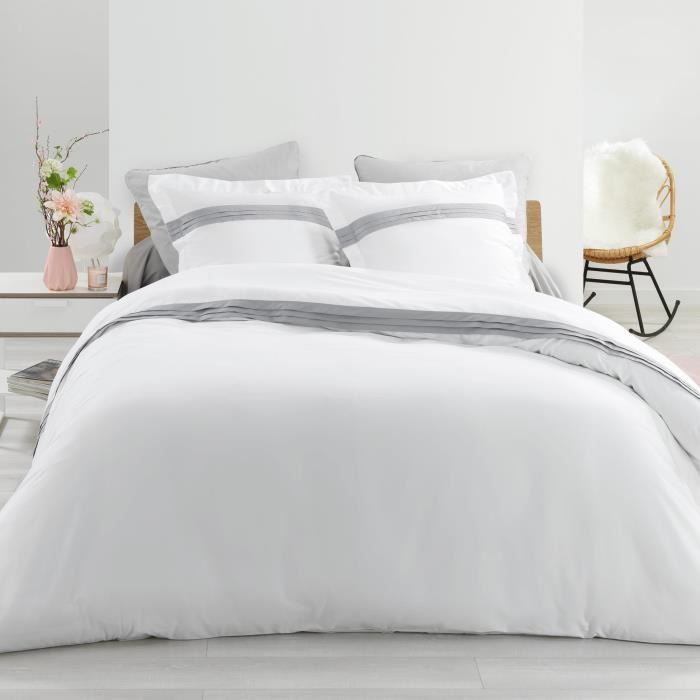 Housse de couette 220x240 cm en percale 78 fils astoria Blanc