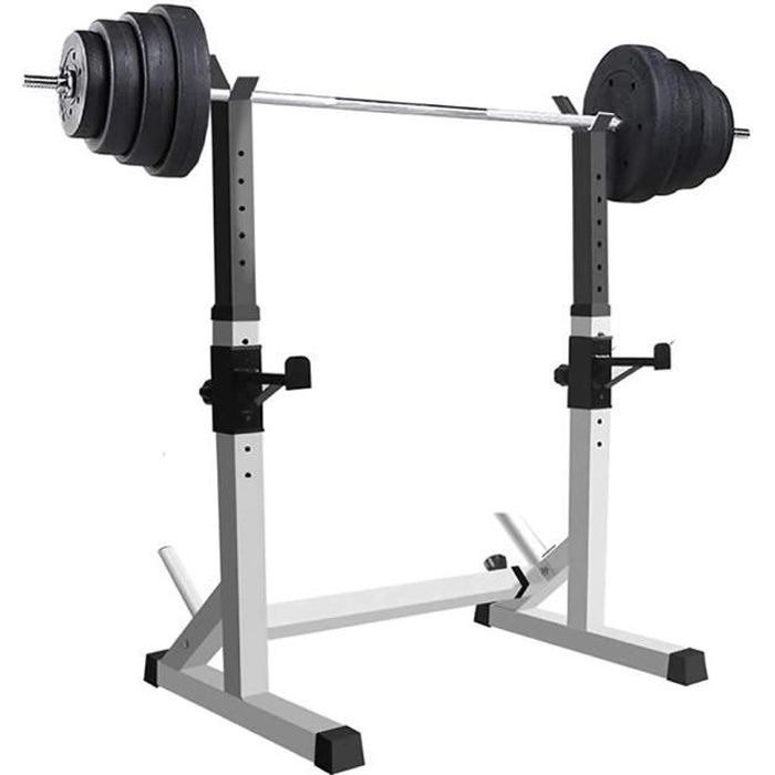 JEOBEST® Cage de Squat, Charge Max.200kg, Support de Squat Réglable Squat Rack, Réglable en Hauteur 80-150 cm