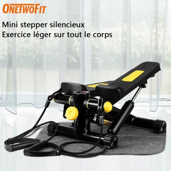 OneTwoFit Mini Stepper équipement d'exercice avec bandes de résistance et action de torsion OT152