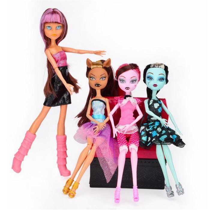 4PCS Créative Monster High poupée modèle Action Figure Enfants Cadeaux pour Enfant NOEL 28CM