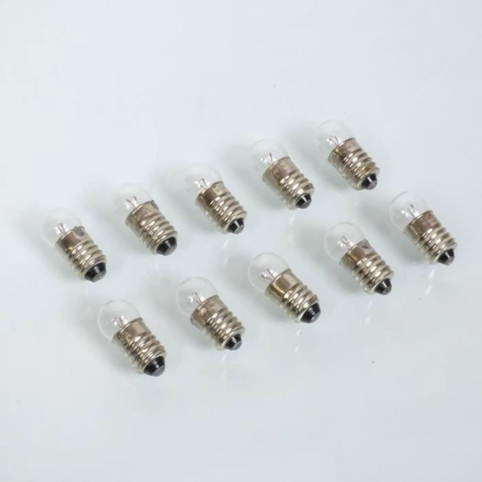 Boite de 10 petites ampoules à vis E10 2.5V 300mA 0.75W pour lampe de poche