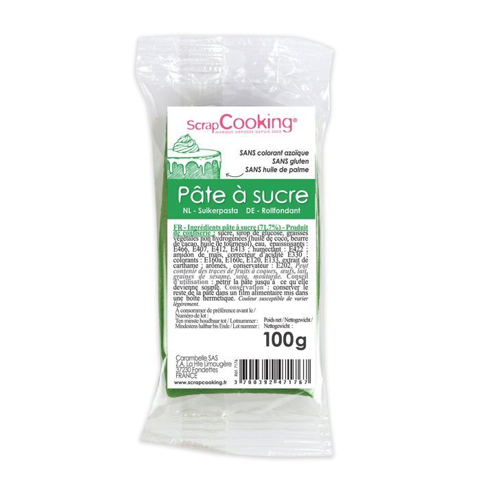 Pâte à sucre vert foncé (vanille) - qualité pro...