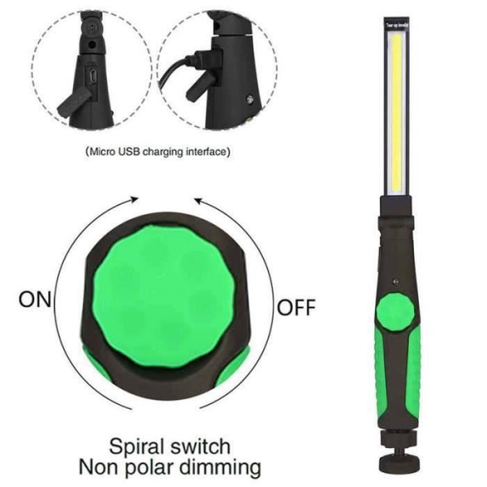 QF15348-Lampe torche de main de lampe d'inspection d'atelier de mécanicien de lumière de travail de l'ÉPI LED rechargeable