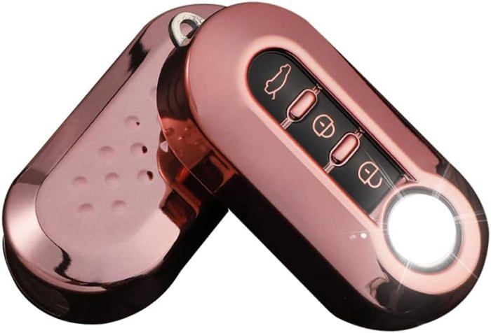 Coque De Protection Pour Clé Fiat 500, Ducato, Punto - Style Carbone, Souple Et Anti-rayures