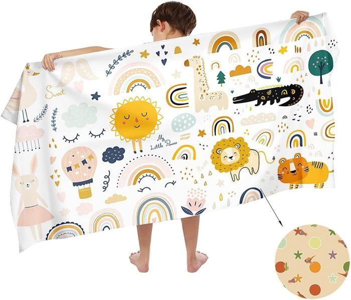 FANSU Bohême Poncho Serviette De Plage, Sports Surf À Capuchon Impression Serviette De Bain Robes Natation Peignoir Plage Microfibre Serviettes De