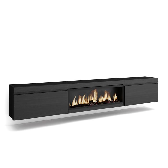 Meuble TV Banc Télé 267x35x45 cm TV grand format Cheminée électrique XXL Suspendu Mural Noir RF3602 Meuble TV Banc Télé 267x35x45 cm TV grand format Cheminée électrique XXL Suspendu Mural Noir RF3602
