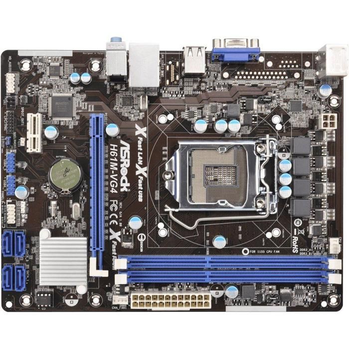 Carte mère ASRock H61M-VG4 Intel H61 LGA 1155 2xDDR3 16GB Micro ATX - Asrock