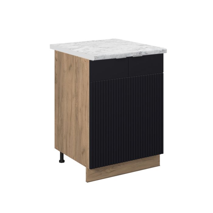 Meuble bas de cuisine Fame-Line 60cm PT Marbre Noir rayé/Chêne de force doré Vicco 50759 Meuble bas de cuisine Fame-Line 60cm PT Marbre Noir rayé/Chêne de force doré Vicco 50759