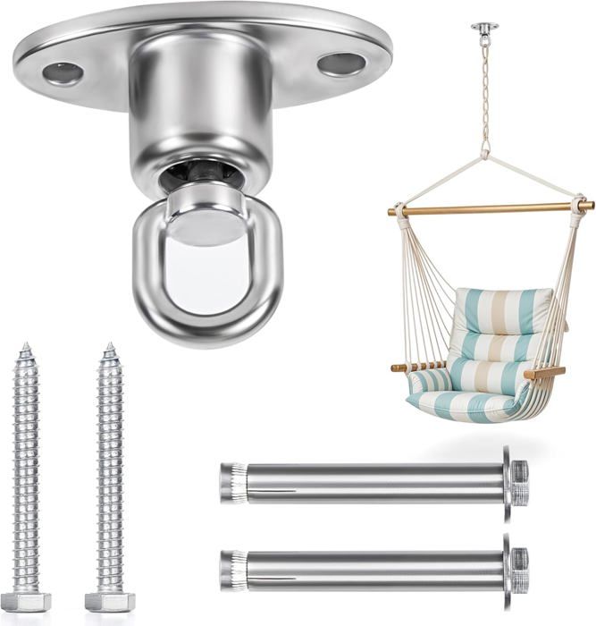Winter Shore Attache Hamac Pivotant 360° - Support 540kg - Roulement à Billes - Fixation Plafond INOX