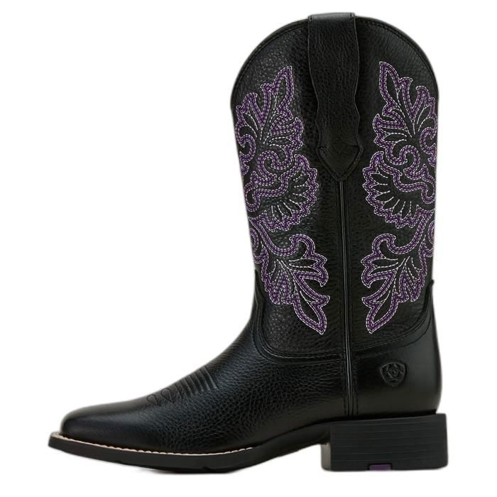 Bottes western extensible à bout carré femme Ariat Round Up - black deertan Bottes western extensible à bout carré femme Ariat Round Up - black deertan