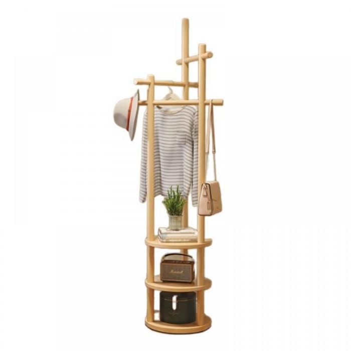 B.LIVEM Porte-Manteau sur Pied en Bois Meuble d’Entrée Portant pour Vêtements Chapeaux Rangement pour Salon Chambre