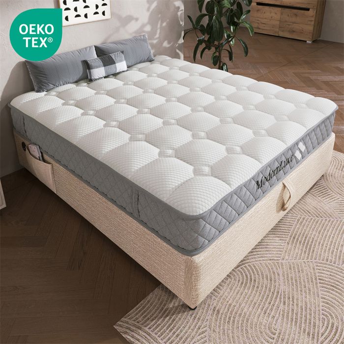 Matelas 160 x 200 ferme H3 matelas mousse matelas orthopédique ressorts ensachés 7 zones 20 cm epaisseur Oeko Tex 4 poignées