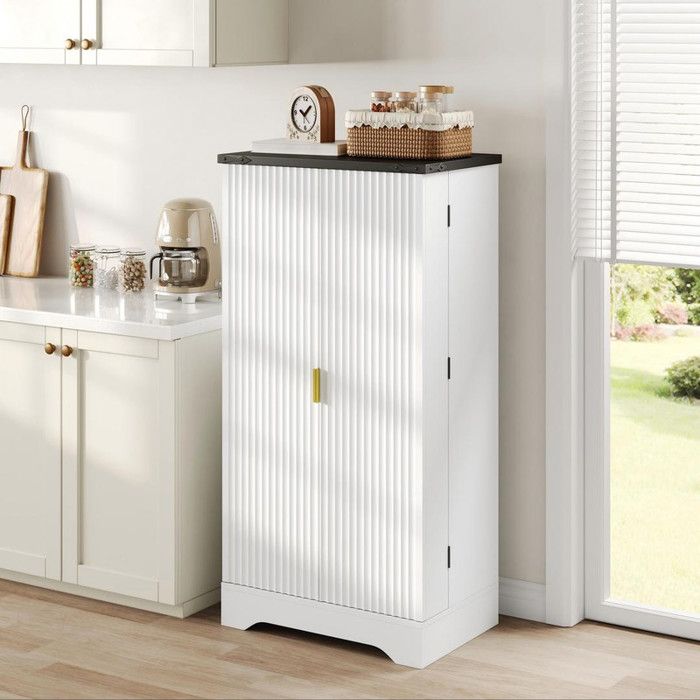 Buffet de cuisine 60.5x40x120 cm avec éclairage LED à capteur Buffet haut avec étagère à épices Buffet salle a manger en blanc