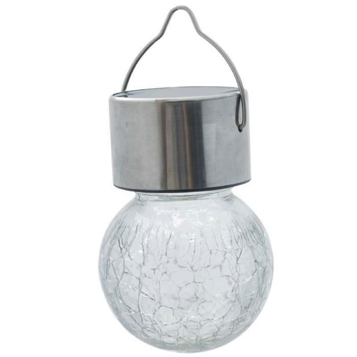 Lampe solaire à suspendre - - Inox et verre - Énergie solaire - Diamètre 6 cm - LED blanche Label