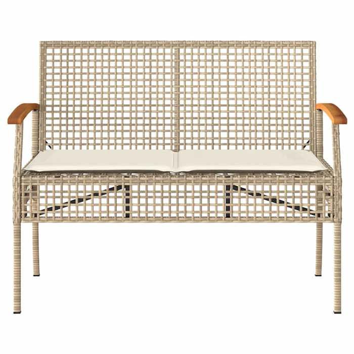 Sale 2026 Banc de jardin - BURKE - Banquette balcon - avec coussin - beige résine tressée et acacia BB464