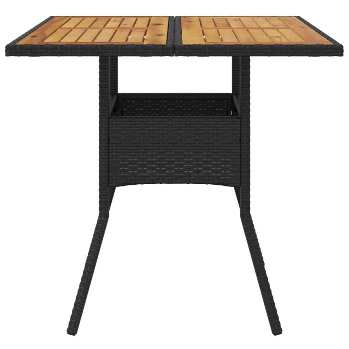 Black Friday Table à dîner de jardin BURKE 2/4 PERSONNES et dessus en bois dacacia noir résine tressée TTT328