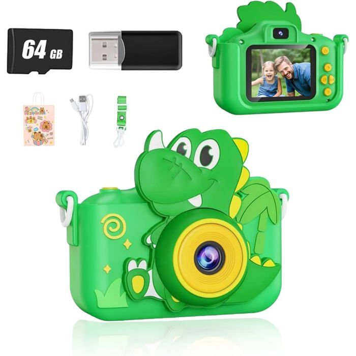 Appareil photo numérique pour enfants cadeau pour garçon de 3 ans caméras HD 1080p avec un écran de 5 1 cm carte de 64 Go