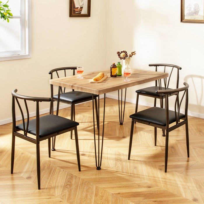 COSTWAY Ensemble Table de Salle à Manger 5 pièces - 4 Chaises pour 4 Personnes - Structure Métallique pour Restaurant COSTWAY Ensemble Table de Salle à Manger 5 pièces - 4 Chaises pour 4 Personnes - Structure Métallique pour Restaurant
