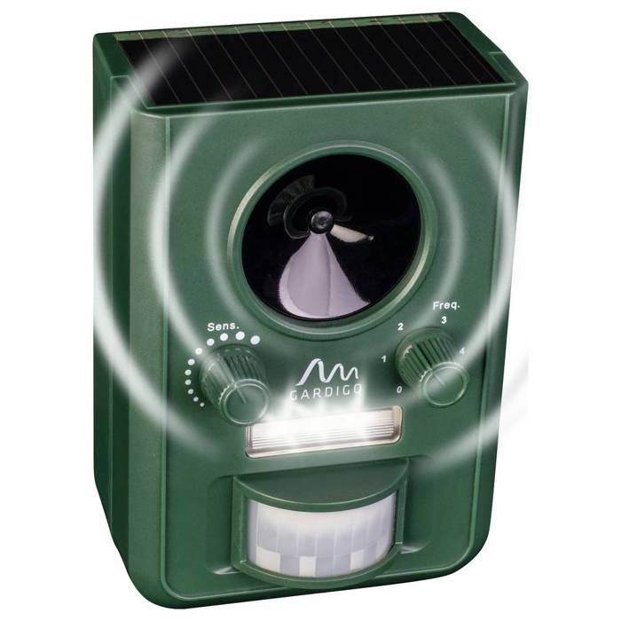Meilleurs prix pour Répulseur danimaux à ultrasons - GARDIGO - Fréquences réglables - Éclairage LED - Solaire - 1 pièce