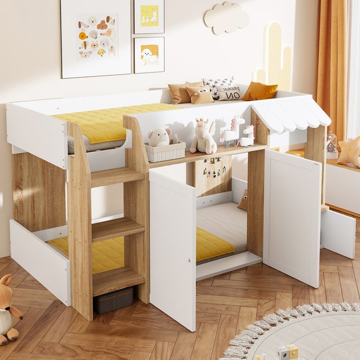 Lit mi-hauteur 90 x 200cm avec espace de rangement ouvert lit superposé avec échelle descalade lit avec sommier à lattes blanc Lit mi-hauteur 90 x 200cm avec espace de rangement ouvert lit superposé avec échelle descalade lit avec sommier à lattes blanc