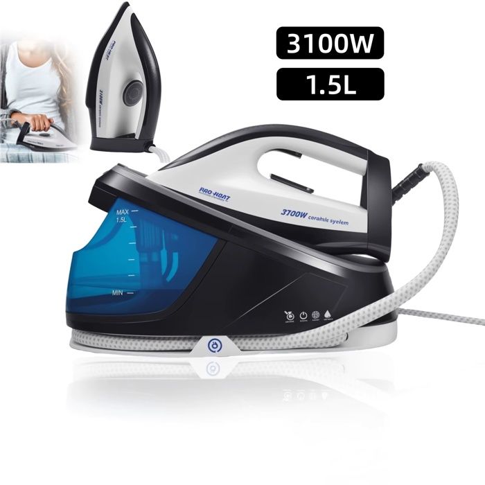 Fer à Vapeur Électrique 3100W 15L avec Semelle en Céramique Antiadhésive Nettoyage Automatique Chauffe Rapide Mode Déconomie - Joulli