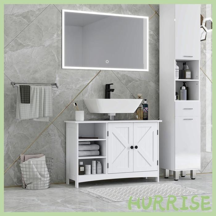 Cocosity Meuble Sous Vasque Lavabo Salle De Bain Style Classique Placard 2 Portes Étagères Réglables 90 X 30 X 60 Cm Blanc
