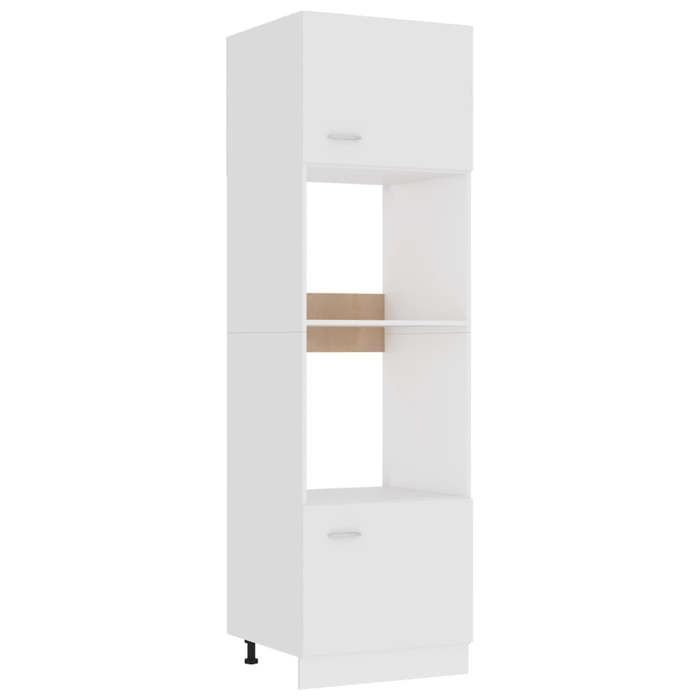 Promo détéMeuble micro-ondes - SWEETY - [1 pc] - Colonne/Cabinet de cuisine - Lyon Blanc 60x57x207cm Bois dingénierie 1239