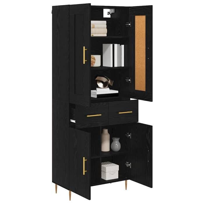 Vaisselier de cuisine - Noir - Haut Armoire - SWEETY - avec rangement - Chêne noir 695x34x180cm - Bois dingénierie LH9521153