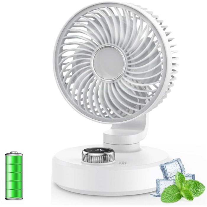 Ventilateur de table petit ventilateur silencieux à tête vibrante rechargeable