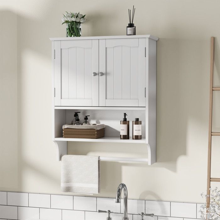Bladez - Armoire murale salle de bain avec rangement avec porte-serviettes et étagères réglables Meuble mural multifonction