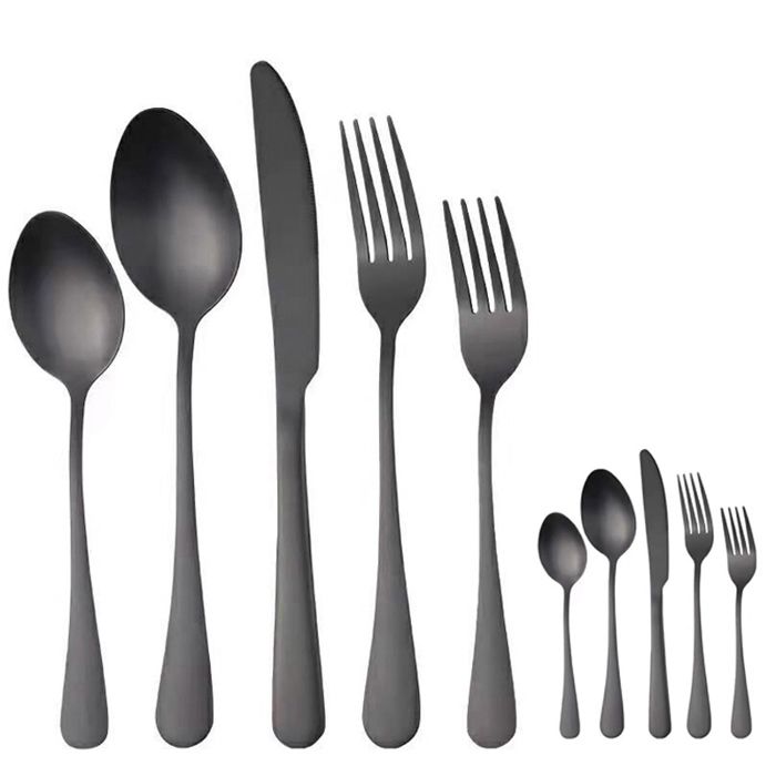 Ménagères - Set couverts de table Ménagère - Acier inoxydable -Service pour 2 Personnes - Compatible lave-vaisselle - Noir - 10PCS