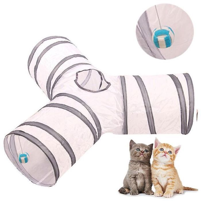 Tunnel pour chat pliable - Structure en Y à 3 voies Cadre acier et polyester - Jeu intérieur et extérieur - 30 cm diamètre