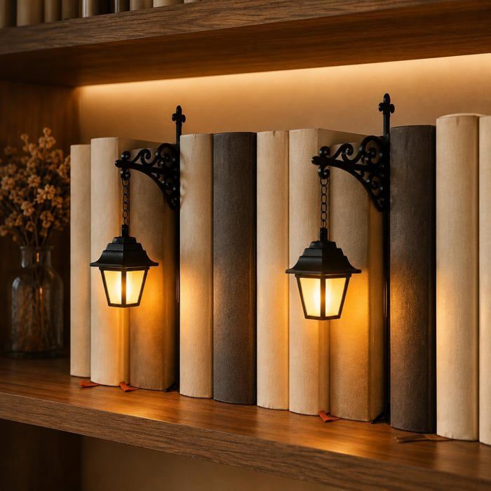 Lanterne De Bibliothèque Décorative Pour Bibliothèque Éclairage DÉtagère De Lecture Pour Les Vers De Bibliothèque Lampe De Nuit
