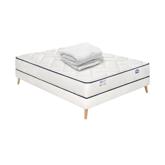 Ensemble literie matelas à ressorts ensachés et sommier - Simmons - 140x200 cm - H23 - H15 - Accueil tonique